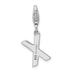 Sophia Jewelers Sterling Silver CZ Initial X Charm with Fancy Clasp