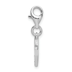Sterling Silver CZ Initial 'Y' Charm with Rhodium Polish
