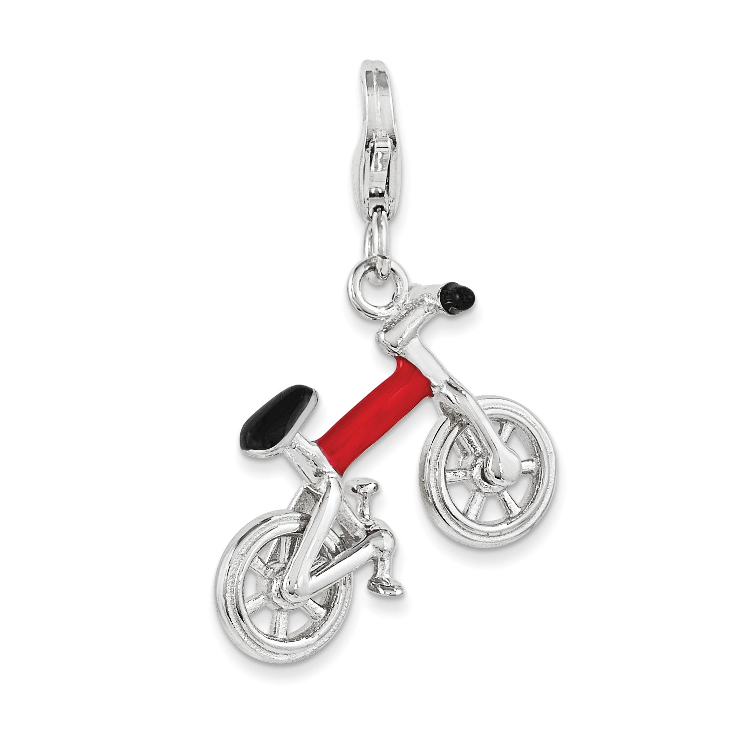 Sterling Silver 3-D Enameled Bicycle w/Lobster Clasp Charm