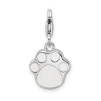 Sophia Jewelers Sterling Silver Paw Print Charm with CZ Accents