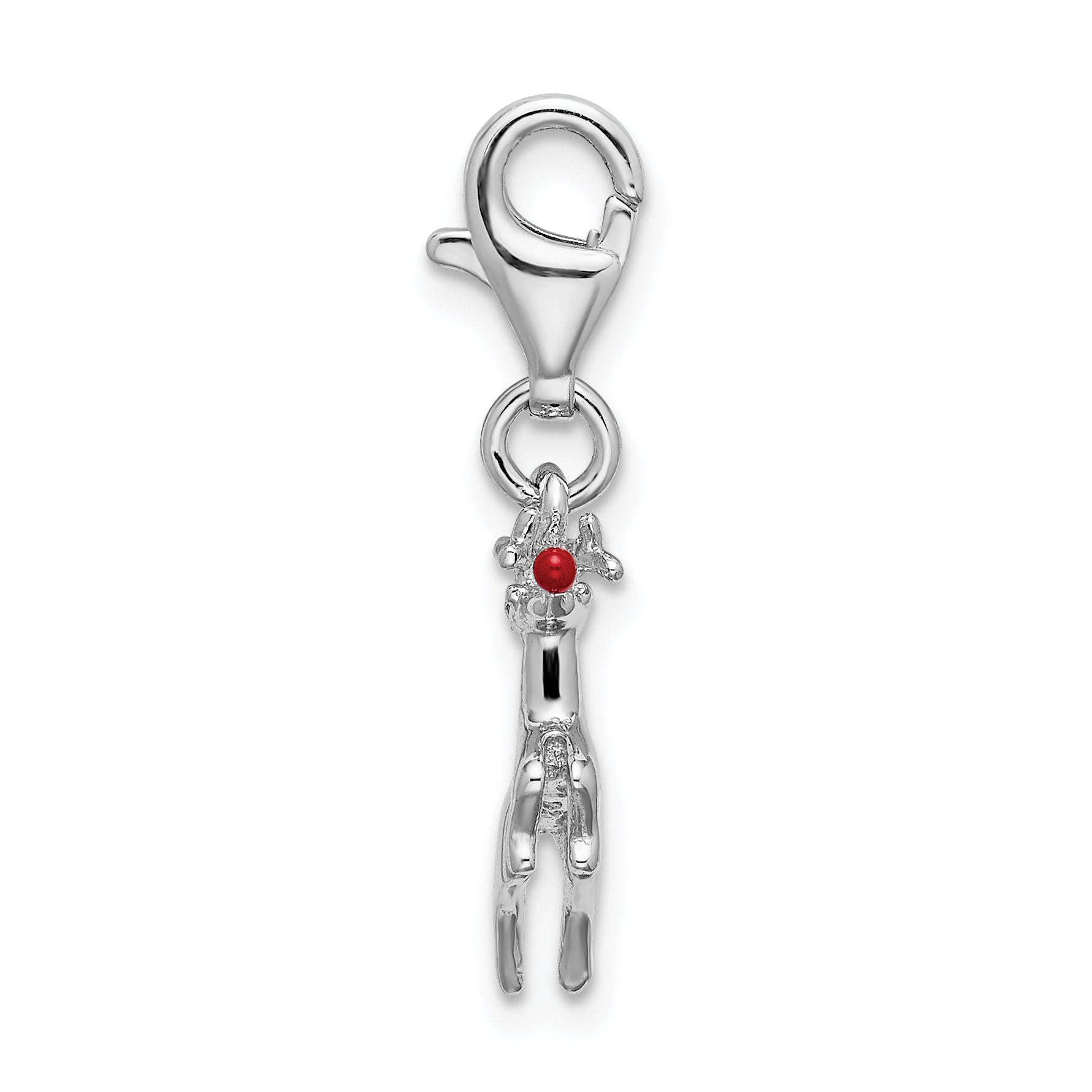Sophia Jewelers Sterling Silver Rhodium 3-D Enameled Reindeer Charm Secondary image