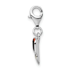 Sterling Silver Enameled Butterfly Charm with Rhodium Plating