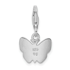 Sterling Silver Enameled Butterfly Charm with Rhodium Plating
