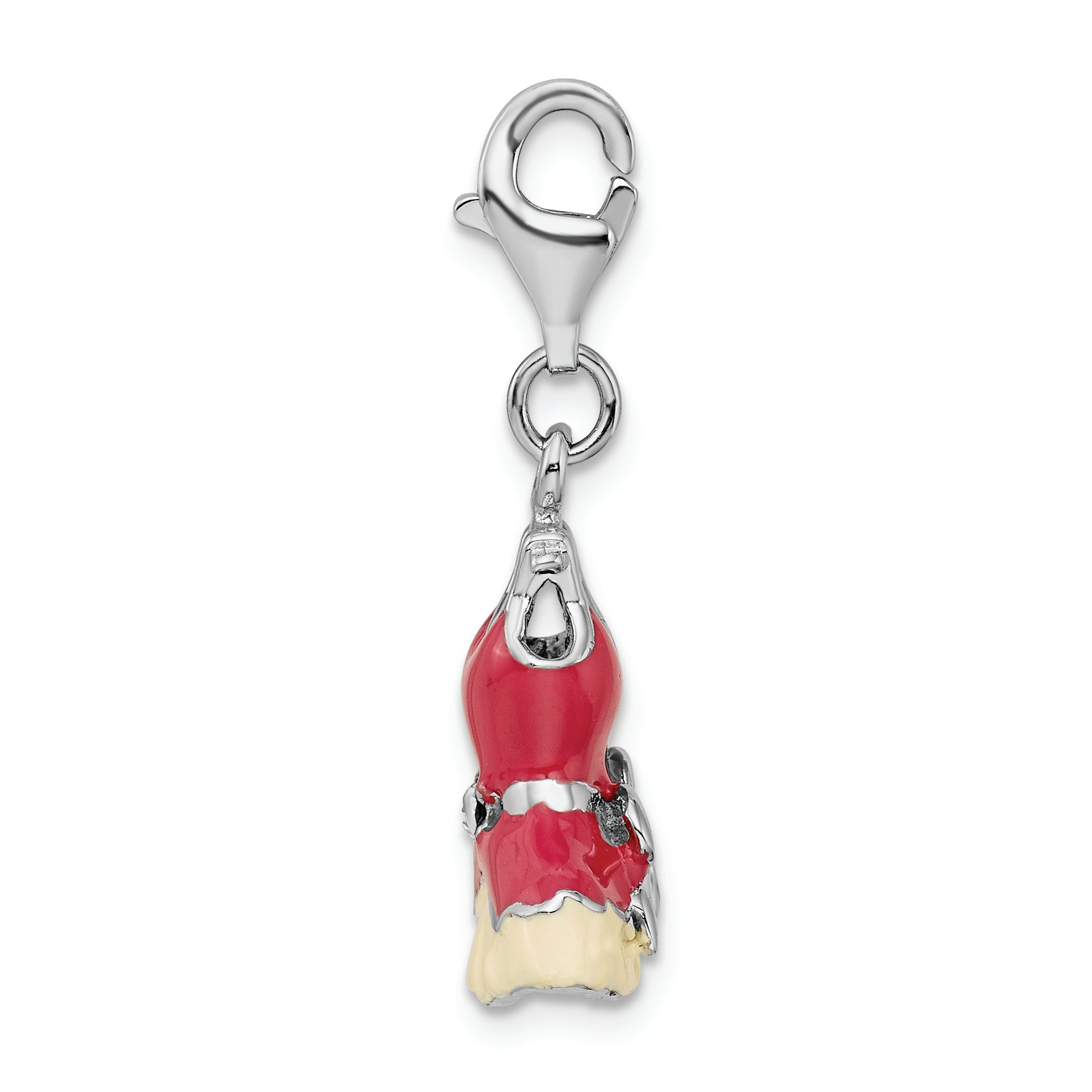 Sterling Silver 925 Pink Crystal Dress Charm with Rhodium Finish Secondary image