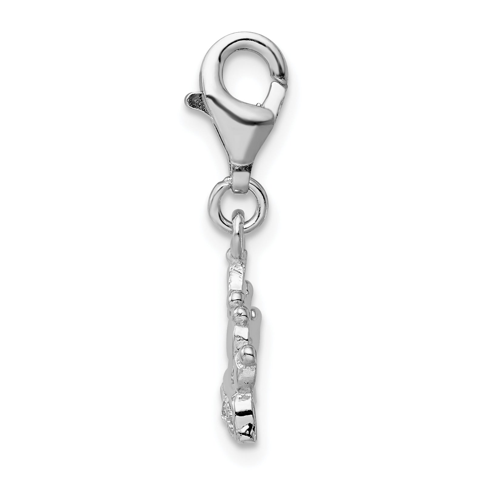 Amore La Vita 925 Sterling Silver CZ Crown Charm with Rhodium-Plated Finish Secondary image