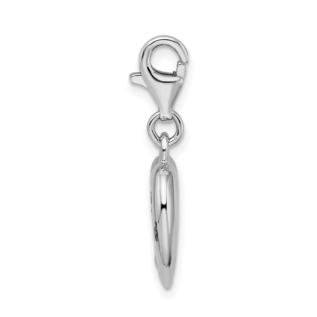 Sterling Silver BABY ON BOARD Heart Charm with CZ and Lobster Clasp
