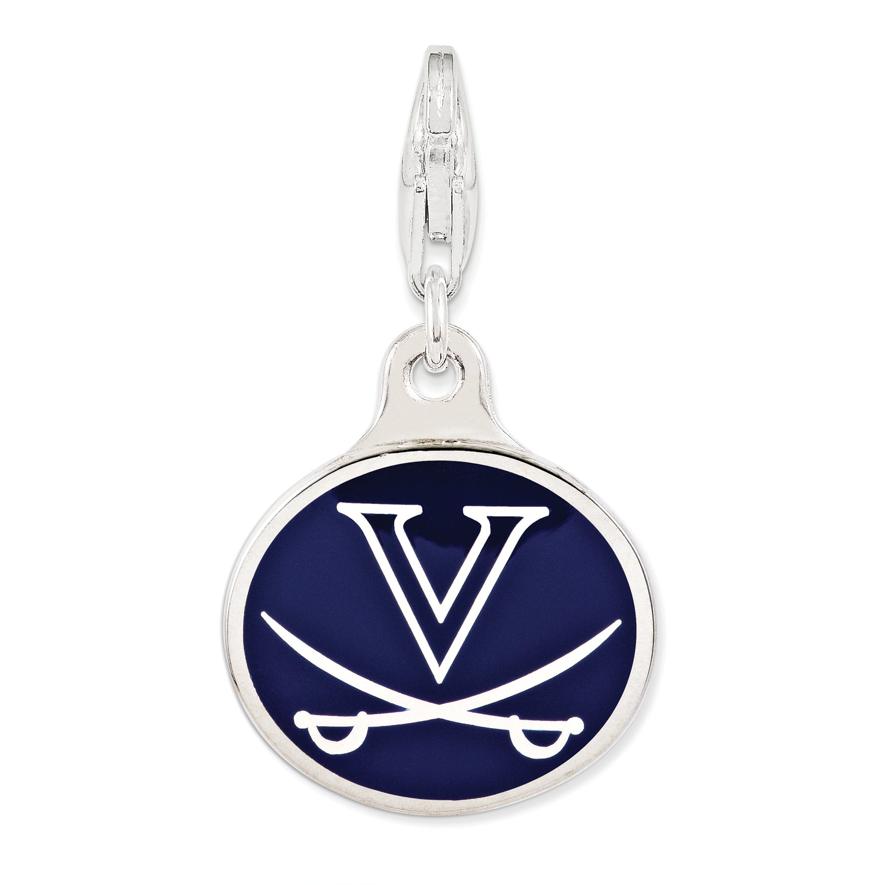 Sterling Silver Enamel Univ. of Virginia w/Lobster Clasp Charm