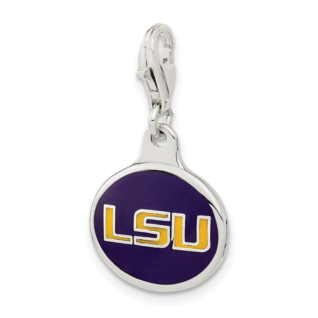 Sterling Silver LSU Enamel Charm with Lobster Clasp