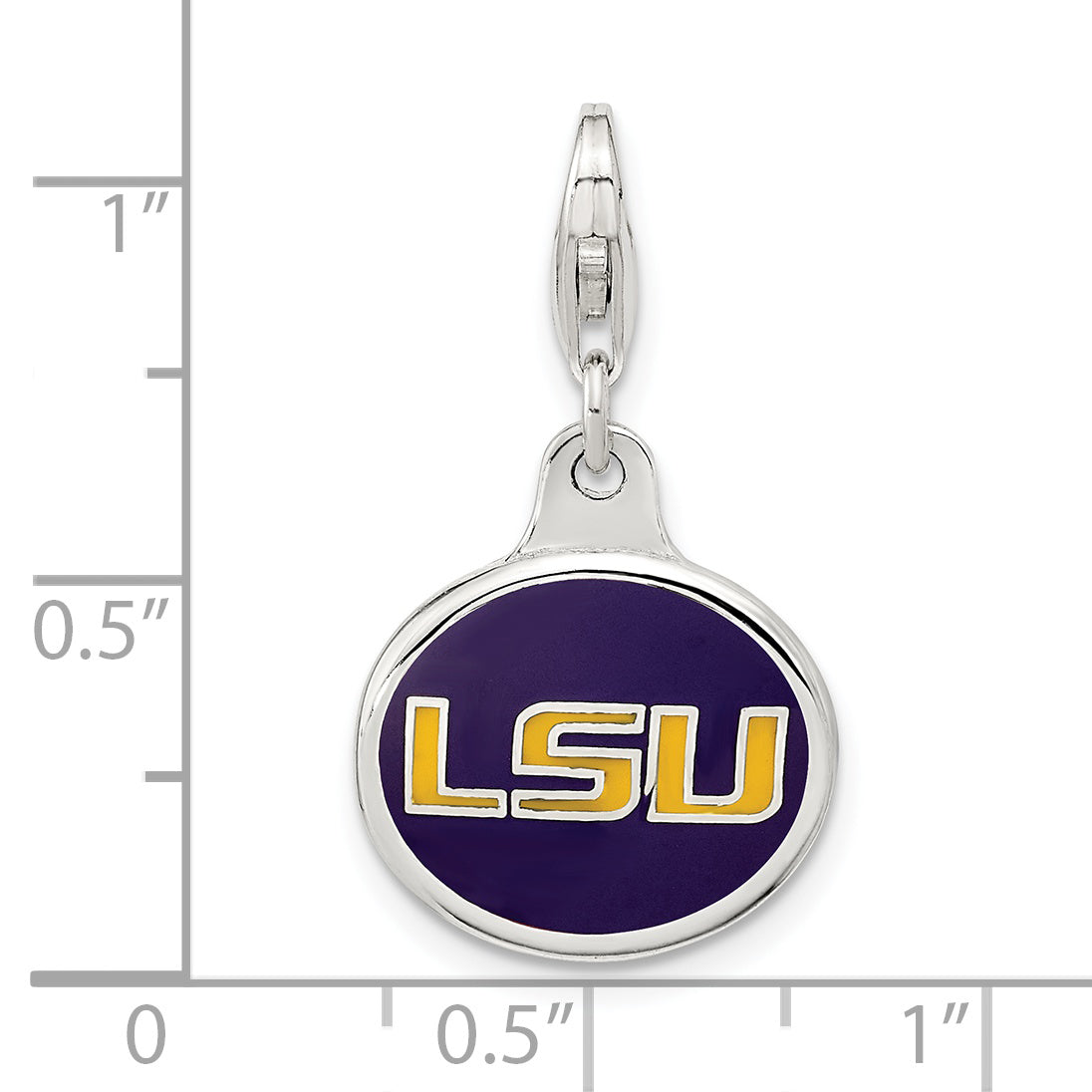 Sterling Silver LSU Enamel Charm with Lobster Clasp