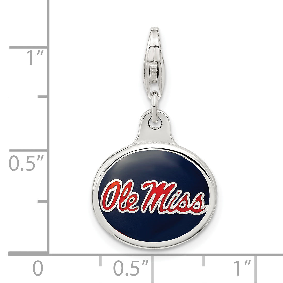 Sterling Silver Enamel Ole Miss Charm with Lobster Clasp