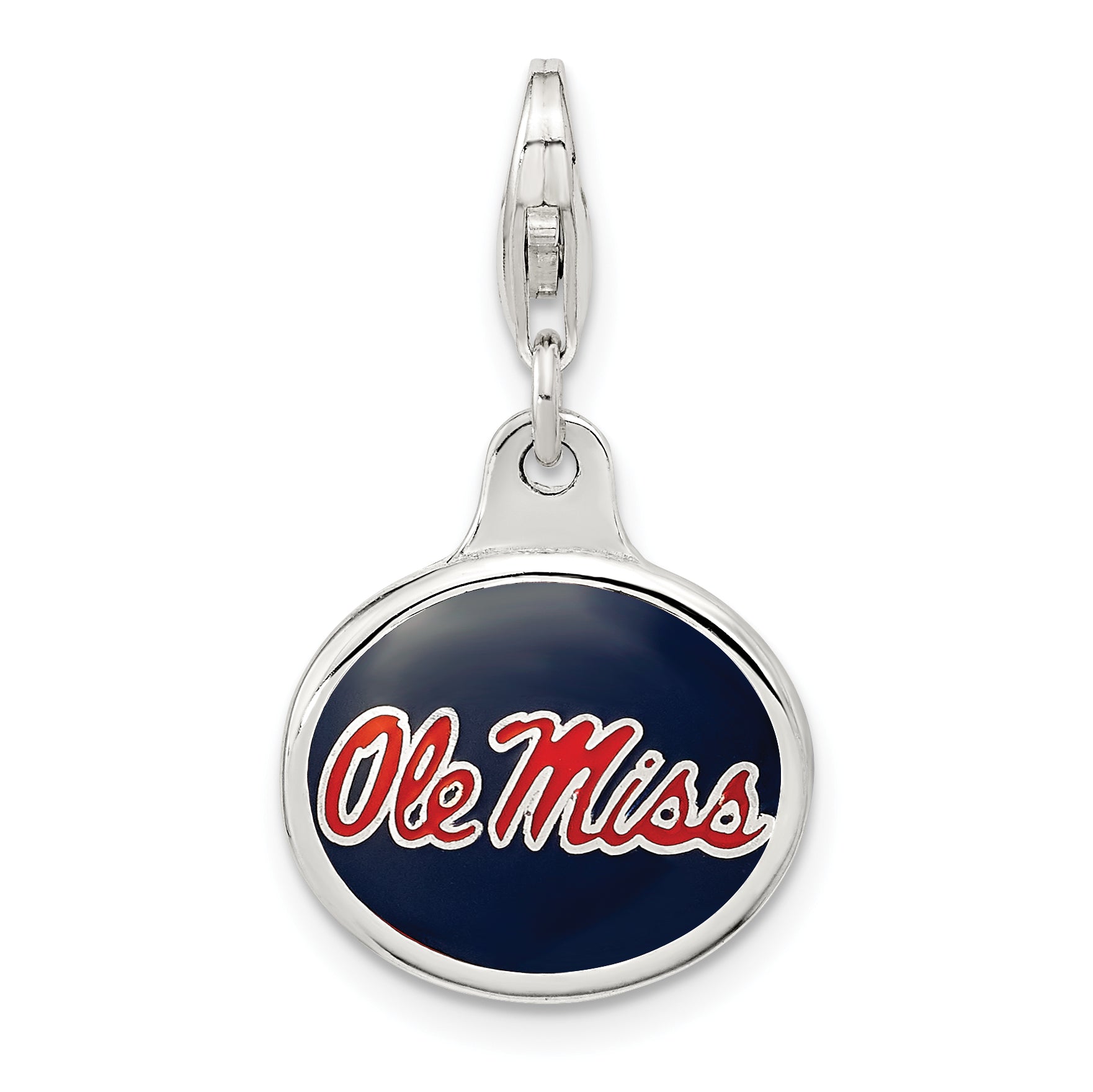 Amore La Vita Sterling Silver Rhodium-plated Polished Enameled University of Mississippi Charm with Fancy Lobster Clasp Main image