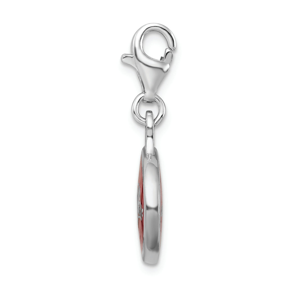 Sterling Silver Enamel University of Arkansas Charm with Lobster Clasp