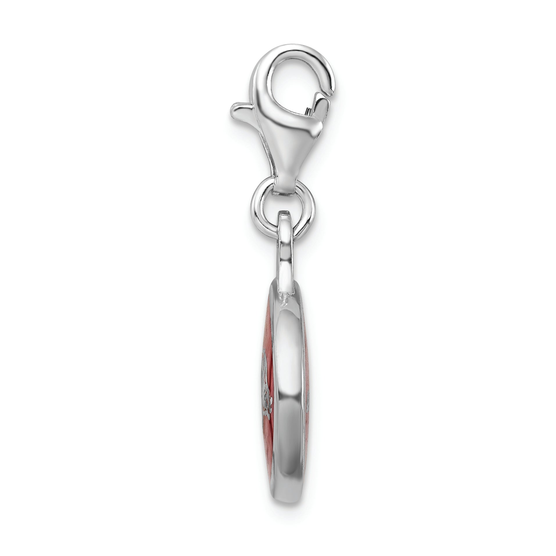 Sterling Silver Enamel University of Arkansas Charm with Lobster Clasp