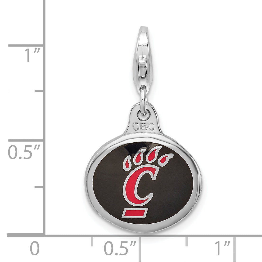 Sterling Silver Enamel Univ. of Cincinnati w/ Lobster Clasp Charm