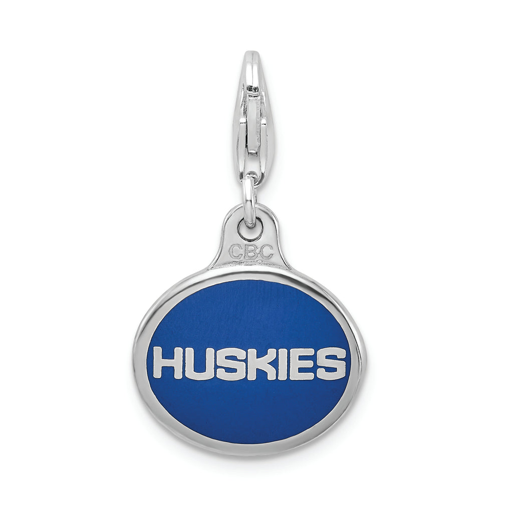 Sterling Silver Enamel UConn Charm with Lobster Clasp