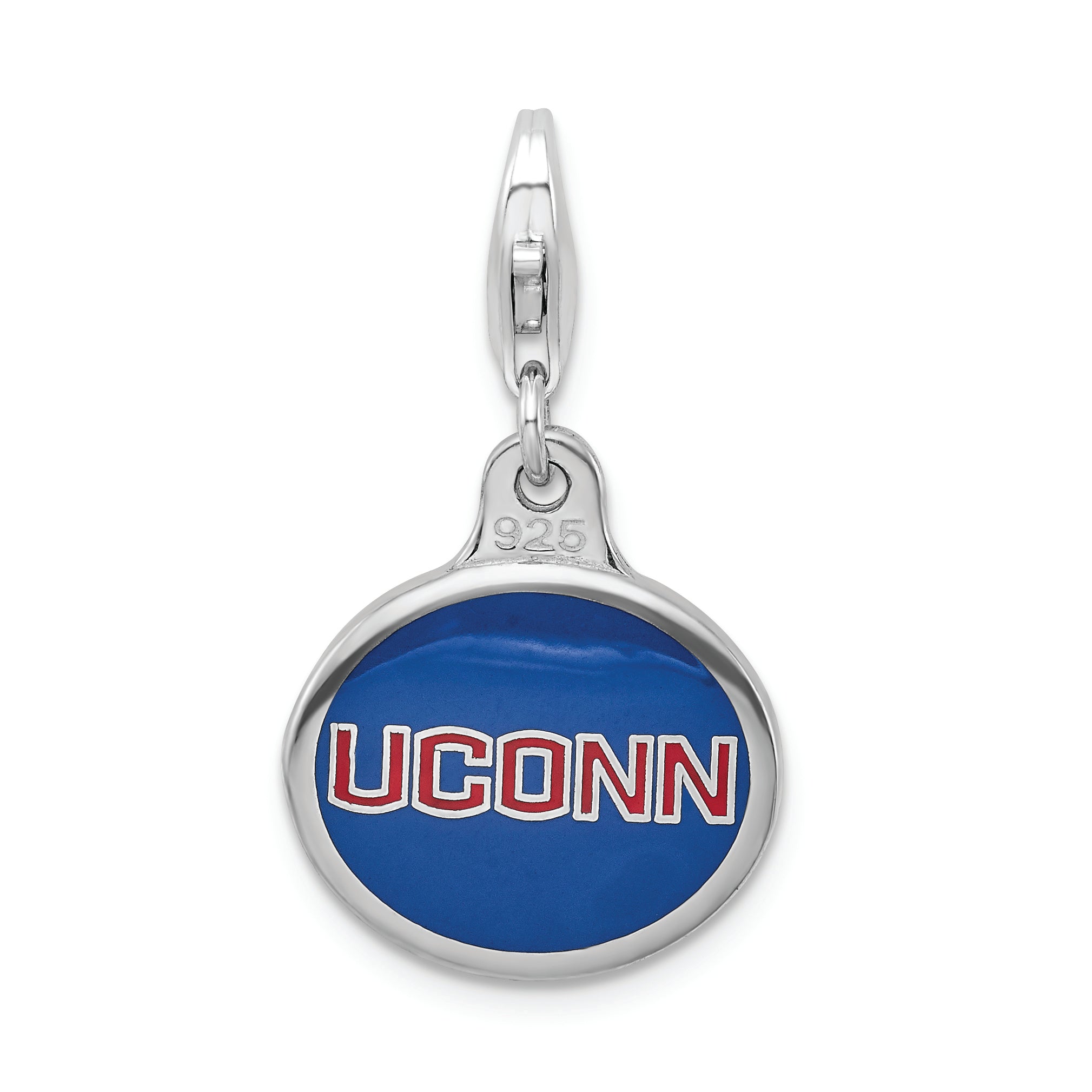 Amore La Vita Sterling Silver Rhodium-plated Polished Enameled University of Connecticut Charm with Fancy Lobster Clasp Main image