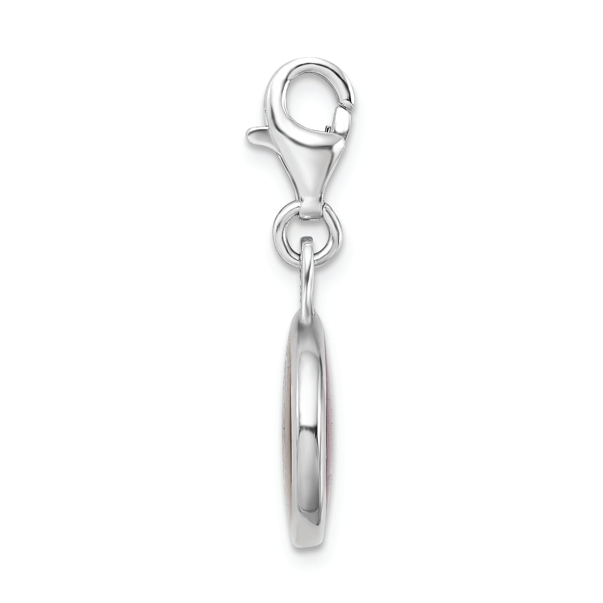 925 Sterling Silver Florida State Charm with Enamel Accent and Lobster Clasp