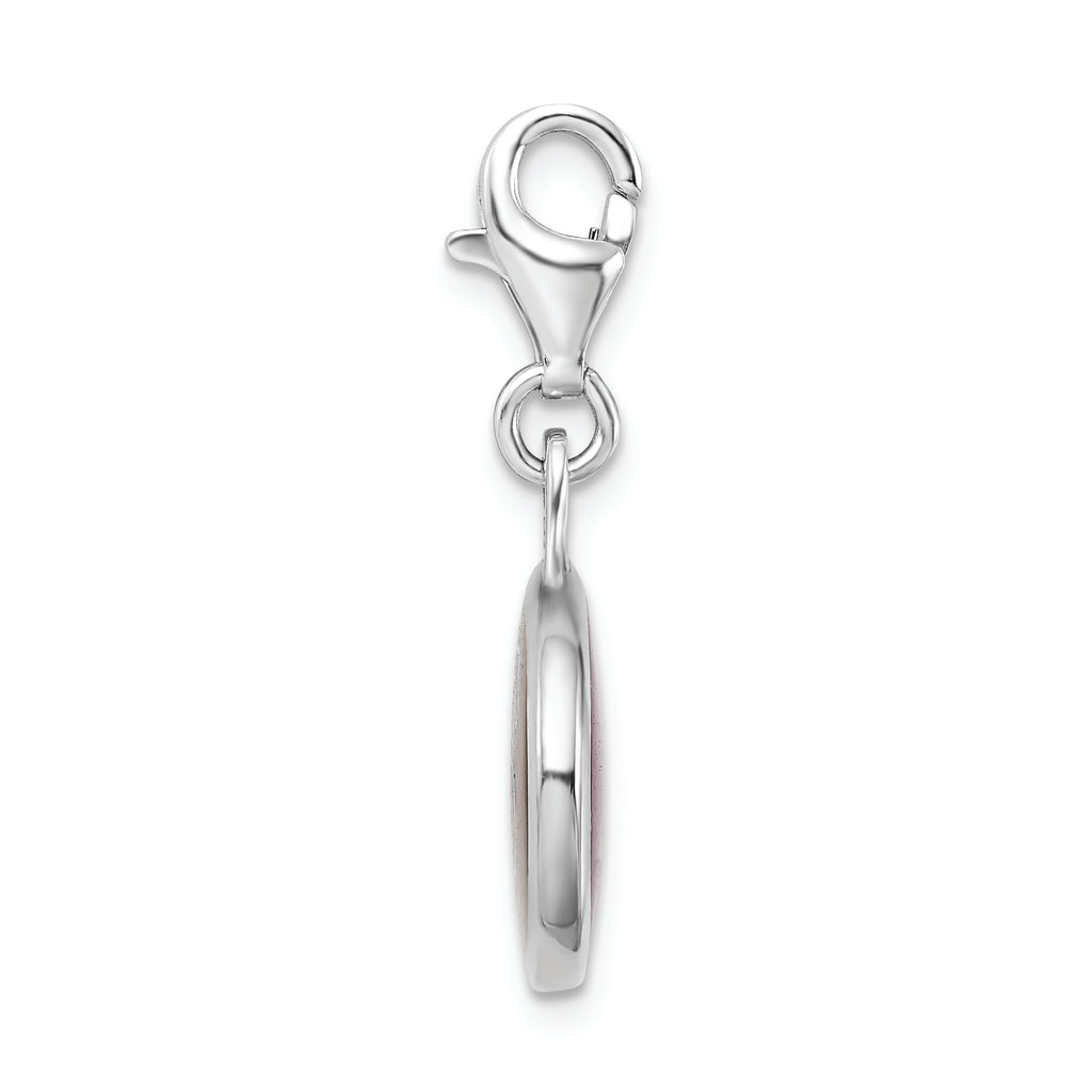 925 Sterling Silver Florida State Charm with Enamel Accent and Lobster Clasp