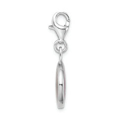 925 Sterling Silver Florida State Charm with Enamel Accent and Lobster Clasp