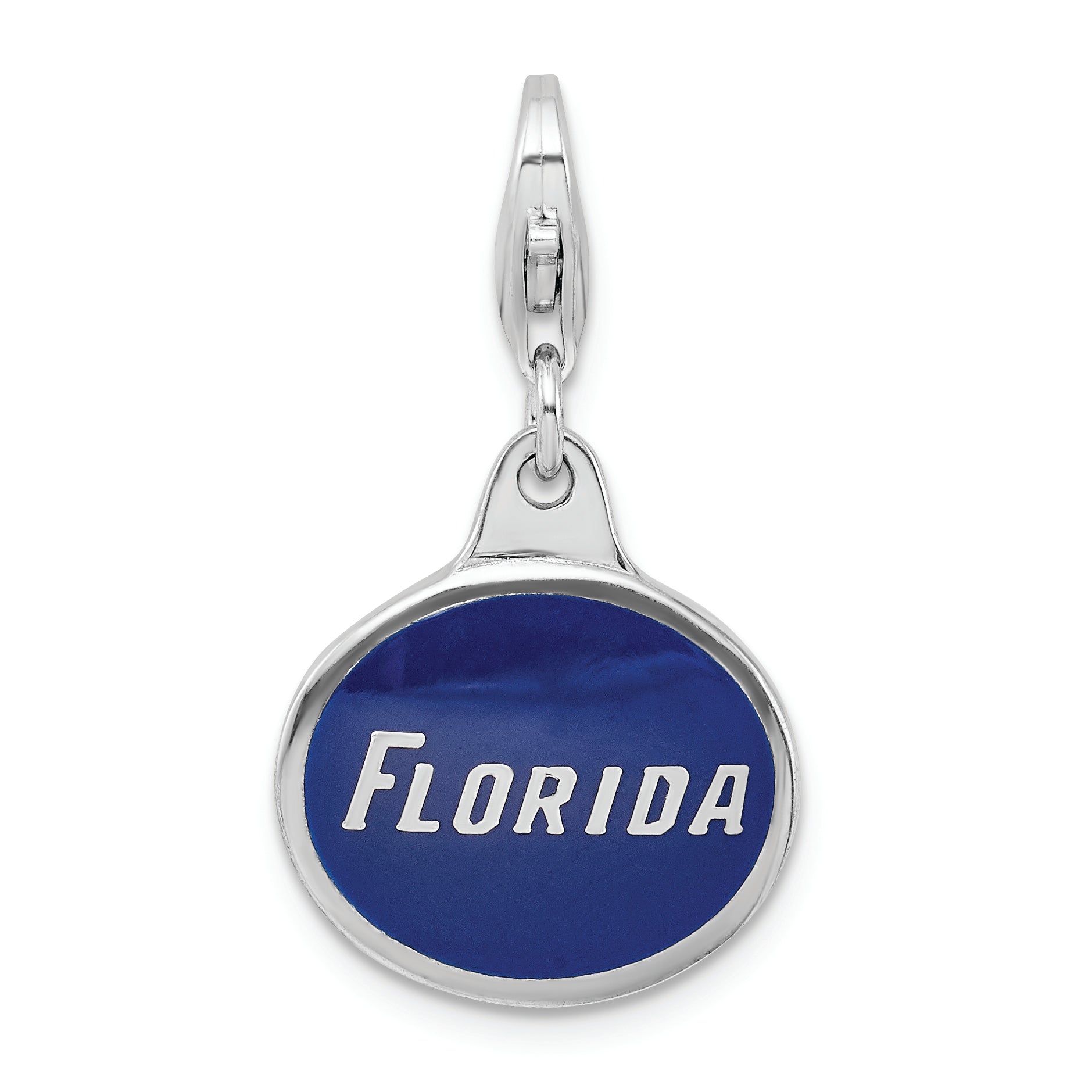Amore La Vita Sterling Silver Rhodium-plated Polished Enameled University of Florida Charm with Fancy Lobster Clasp Main image