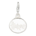 Amore La Vita Sterling Silver Rhodium-plated Polished Enameled University of Nebraska Charm with Fancy Lobster Clasp