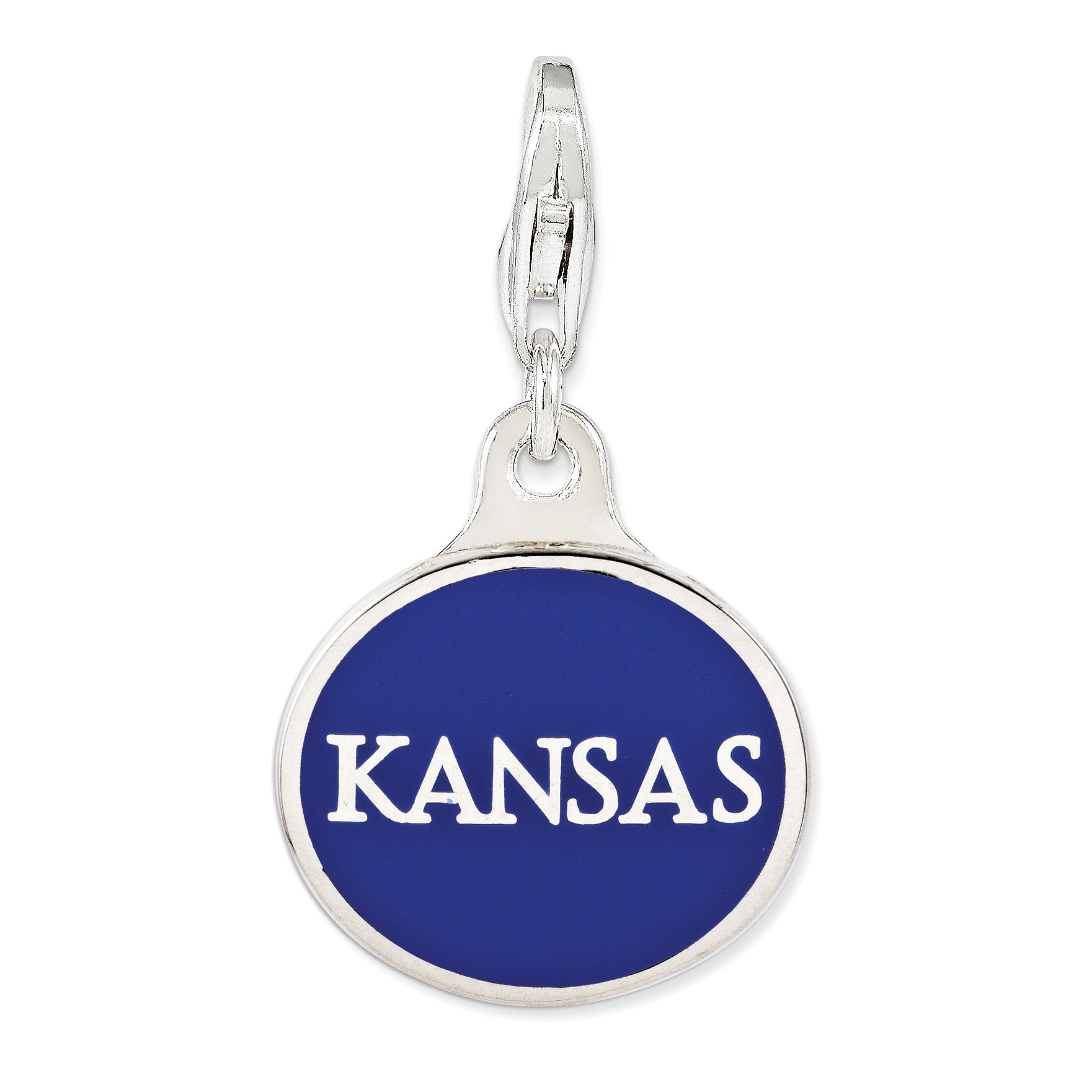 Sterling Silver Enamel Univ. of Kansas w/ Lobster Clasp Charm Main image