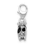 Sterling Silver 925 Enameled Cow Charm with Rhodium Plating