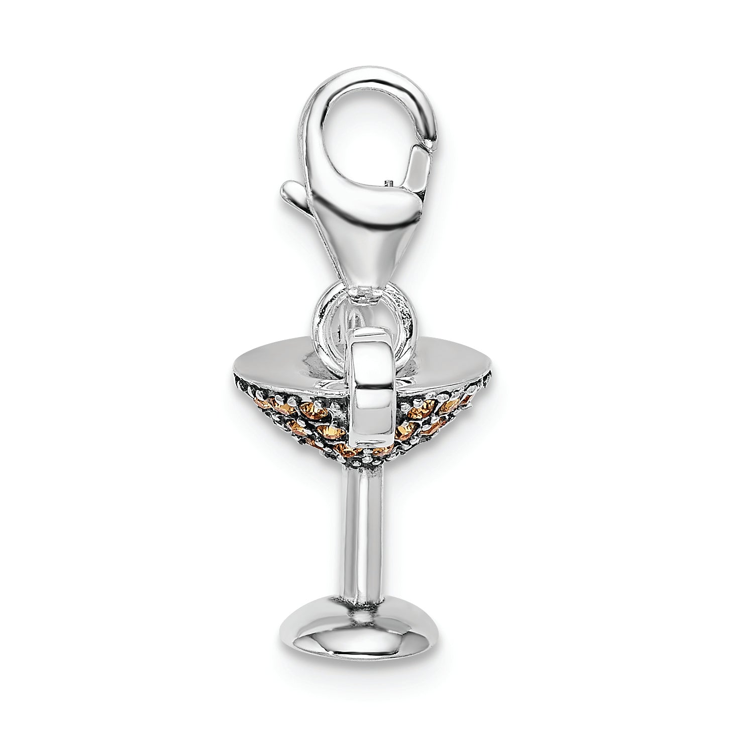 Sterling Silver 925 Crystal Martini Glass Charm Rhodium-Plated Secondary image