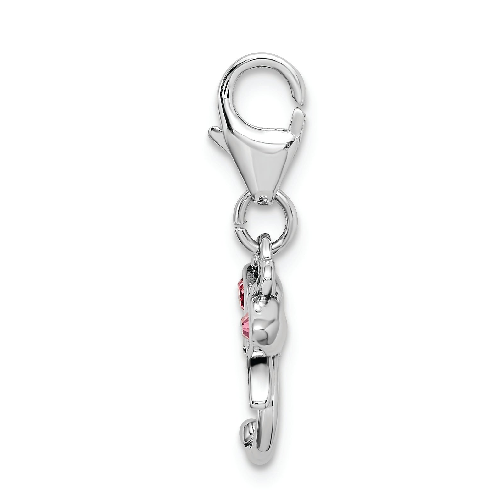 Sterling Silver Dragonfly Charm with Pink Swarovski Crystals