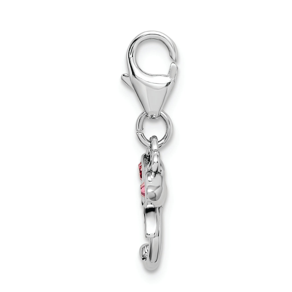 Sterling Silver Dragonfly Charm with Pink Crystals