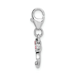 Sterling Silver Dragonfly Charm with Pink Swarovski Crystals