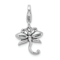 Sterling Silver Dragonfly Charm with Pink Swarovski Crystals