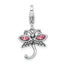 Amore La Vita Sterling Silver Rhodium-plated Polished Pink Crystal From Swarovski Dragonfly Charm with Fancy Lobster Clasp
