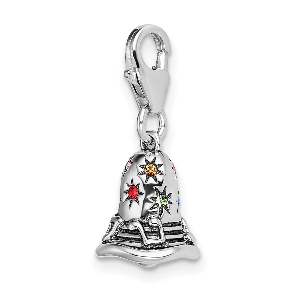 Sophia Jewelers Sterling Silver Crystal Multi-Color Crystal Bell Charm