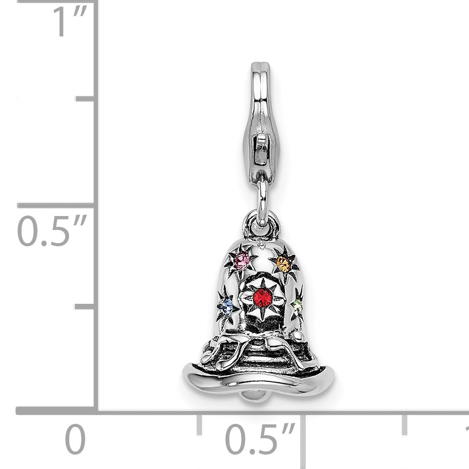 Sophia Jewelers Sterling Silver Swarovski Multi-Color Crystal Bell Charm