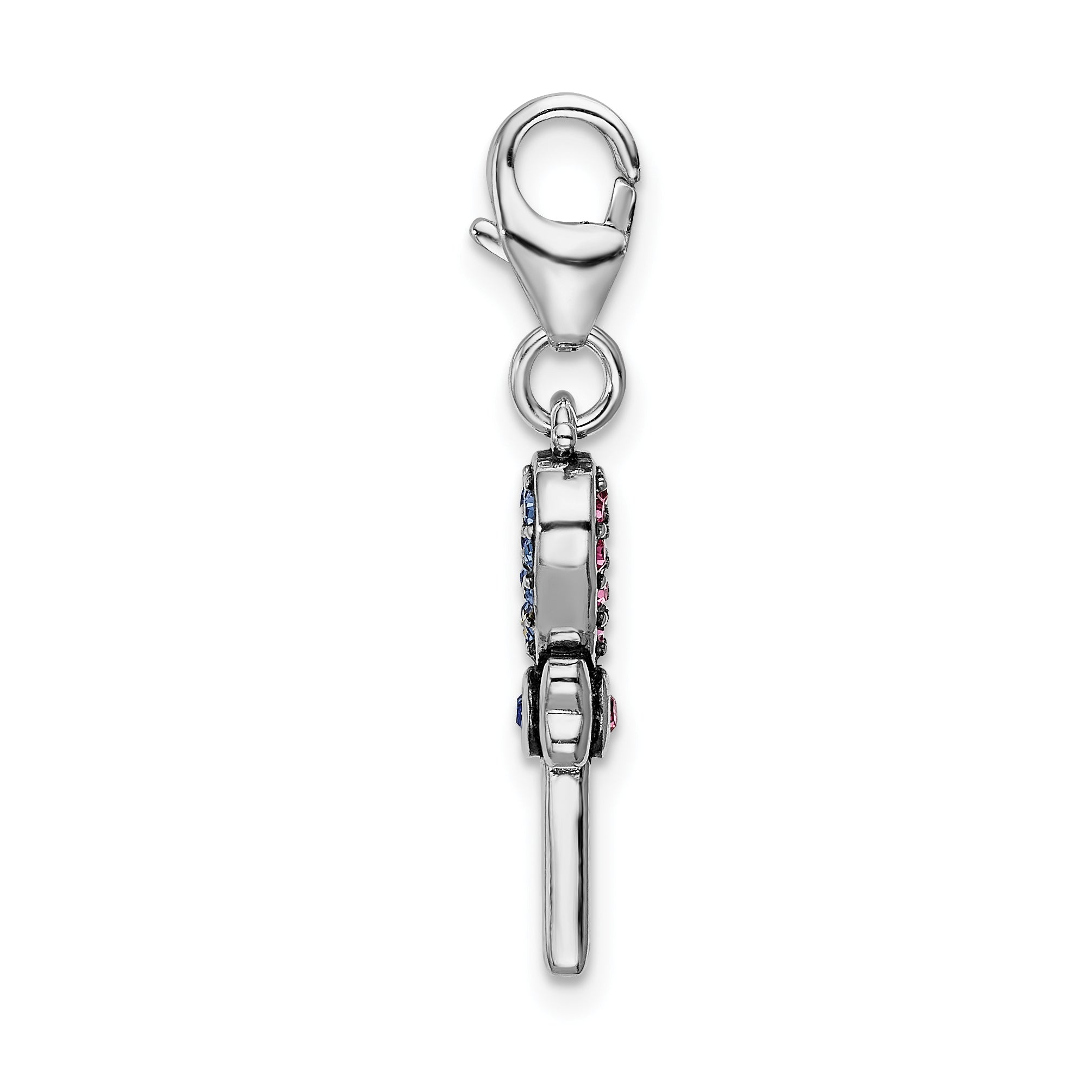 Sterling Silver Reversible Crystal Heart Pendant with Rhodium Finish