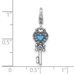 Sterling Silver Reversible Swarovski Heart Pendant with Rhodium Finish