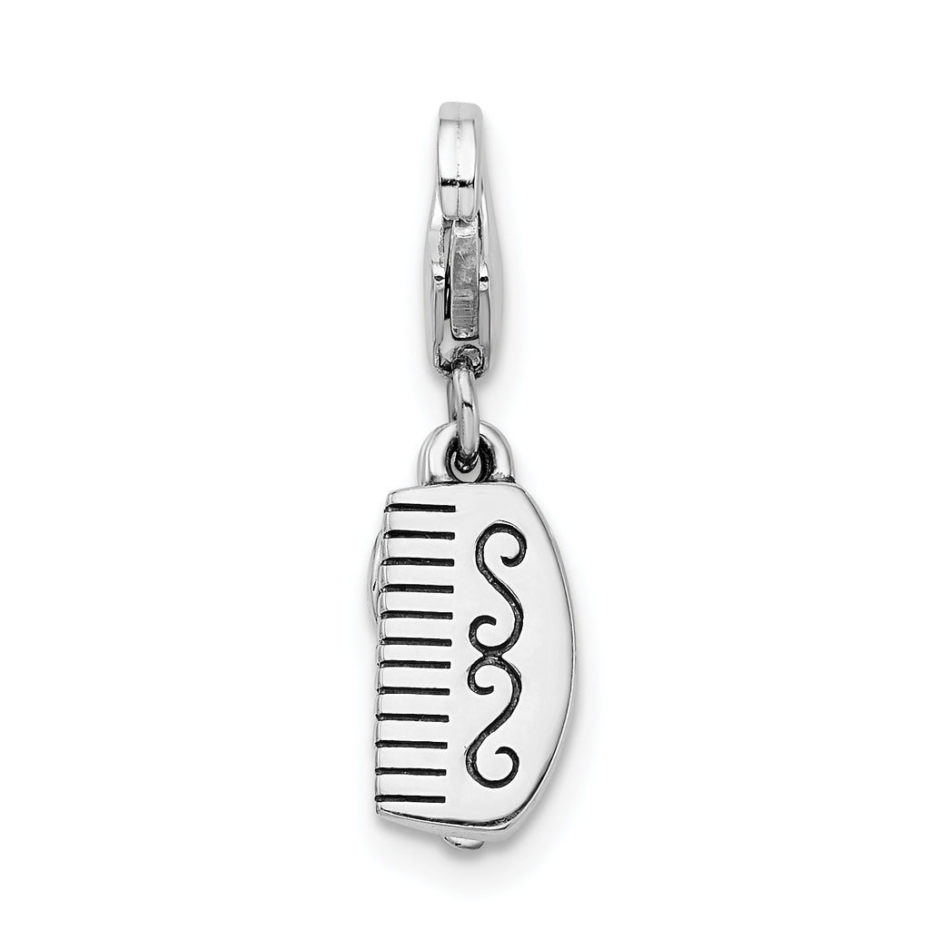 Sterling Silver Pink Crystal Charm with Rhodium Plating Elegance