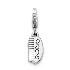 Sterling Silver Pink Crystal Charm with Rhodium Plating Elegance