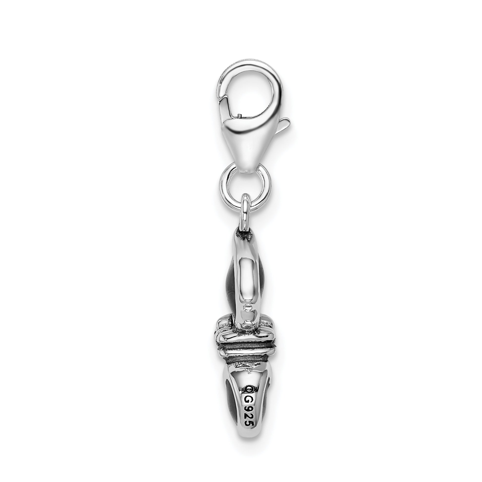 Sophia Jewelers 925 Sterling Silver Black Enamel Cat Charm with Rhodium Plating