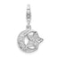 Amore La Vita Sterling Silver Rhodium-plated Polished CZ Moon and Star Charm with Fancy Lobster Clasp
