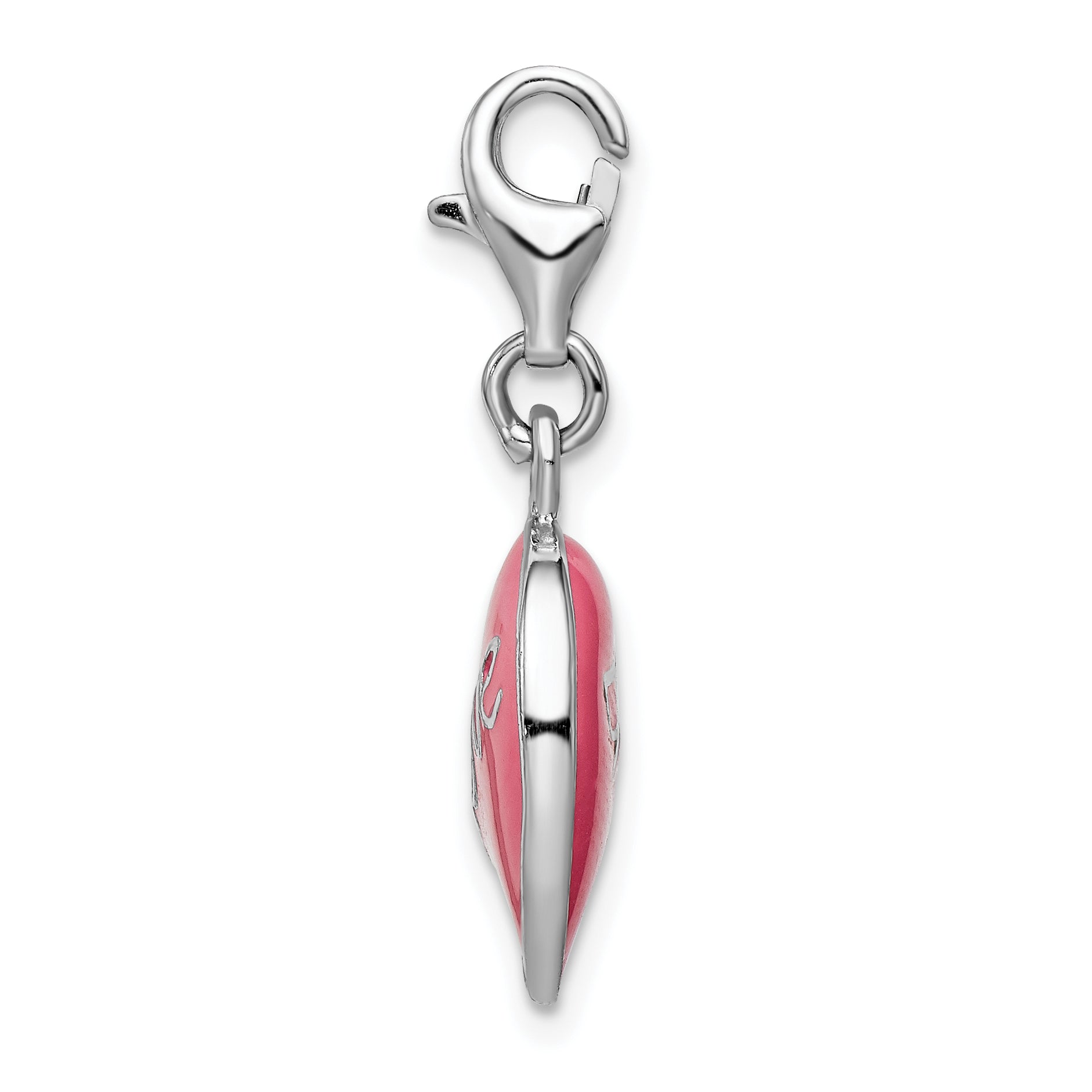 Amore La Vita 925 Sterling Silver 3D Pink Heart Charm with Lobster Clasp Secondary image