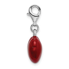 Amore La Vita Sterling Silver Rhodium-plated Polished 3-D Red Enameled Heart Charm with Fancy Lobster Clasp