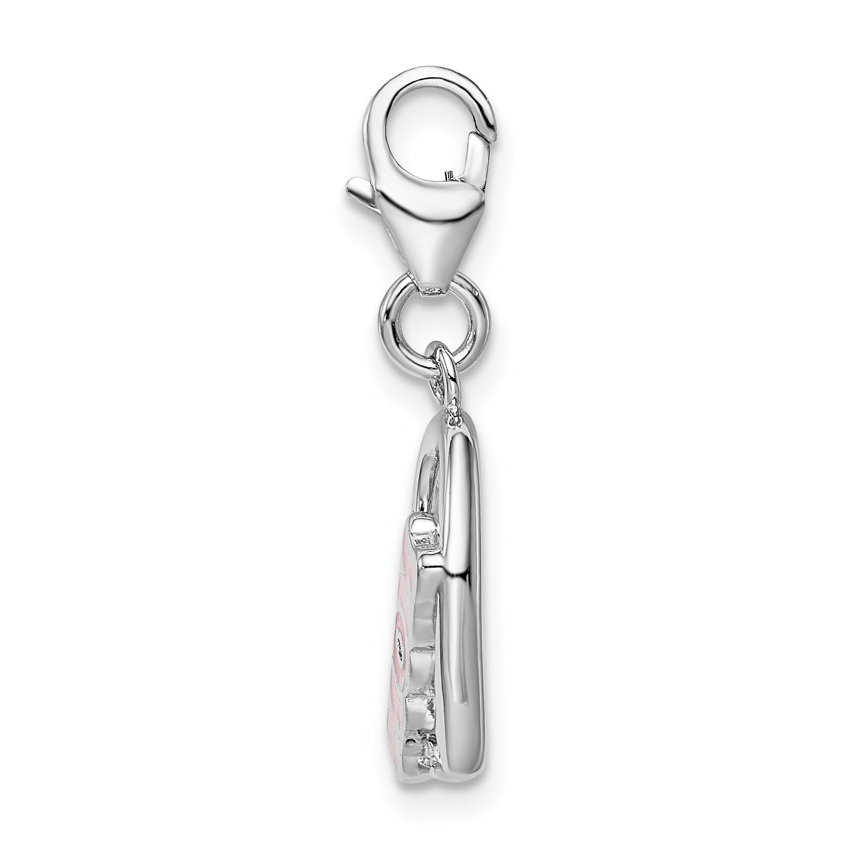 Sterling Silver 925 Heart Charm with Crystals and Enamel