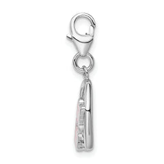 Sterling Silver 925 Heart Charm with Swarovski Crystals and Enamel