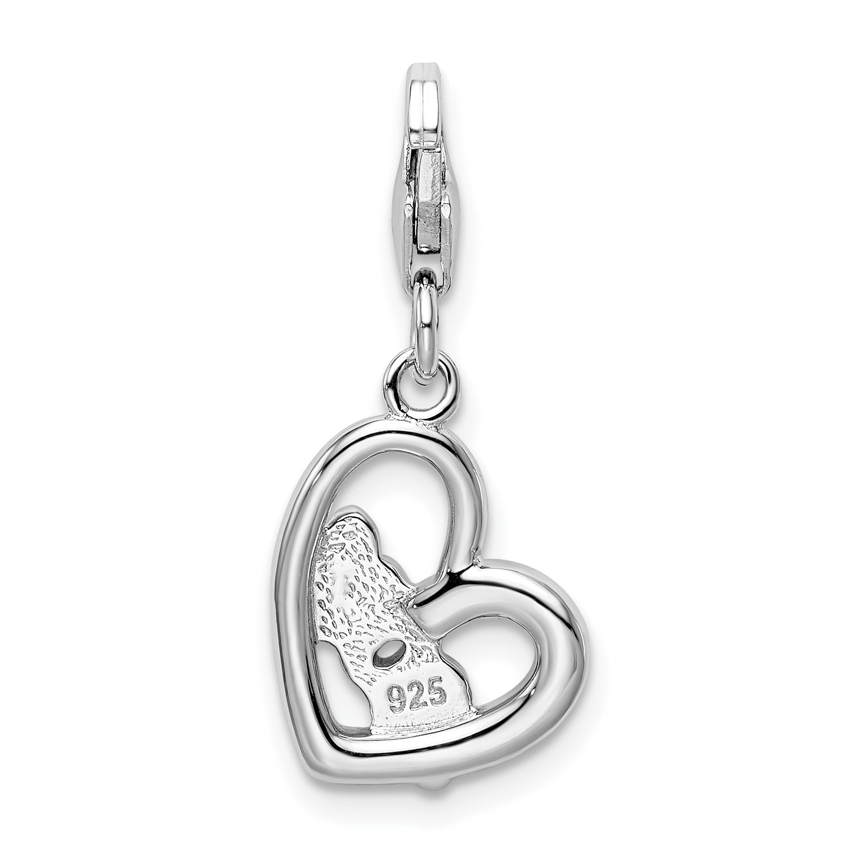 Sterling Silver 925 Heart Charm with Crystals and Enamel