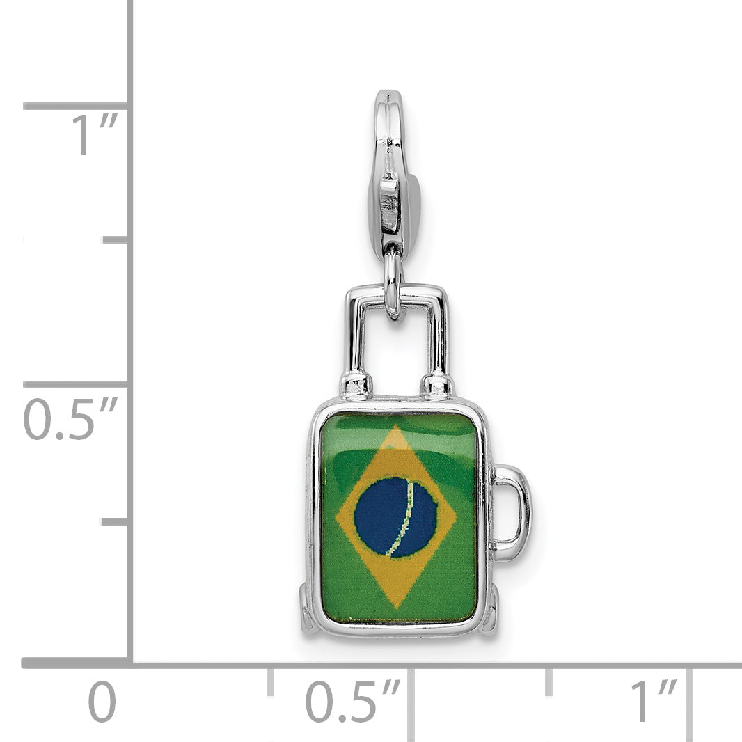 Sterling Silver Brazilian Flag Charm with Enamel Accents Sophia Jewelers
