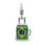 Amore La Vita Sterling Silver Rhodium-plated Polished 3-D Enameled Brazilian Flag Suitcase Charm with Fancy Lobster Clasp