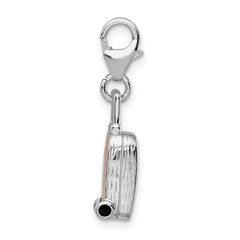 Sterling Silver Enamel Canadian Flag Charm with Rhodium Plating