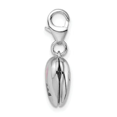 Sterling Silver Enameled Heart Locket Charm with Reversible CZ Detail